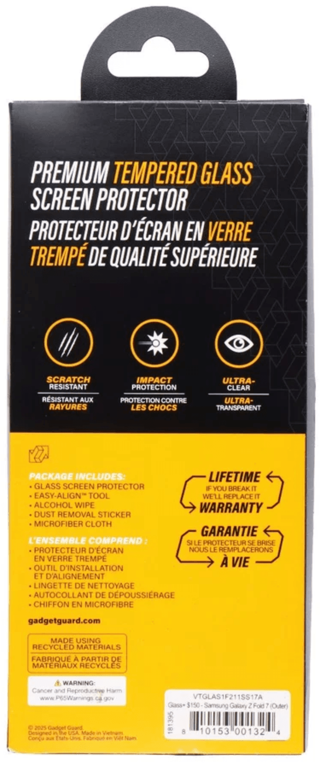 Refurbished Gadget Guard Tempered Glass Screen Protector for Samsung Galaxy Z Fold7 (Outer Screen) - Reebelo US