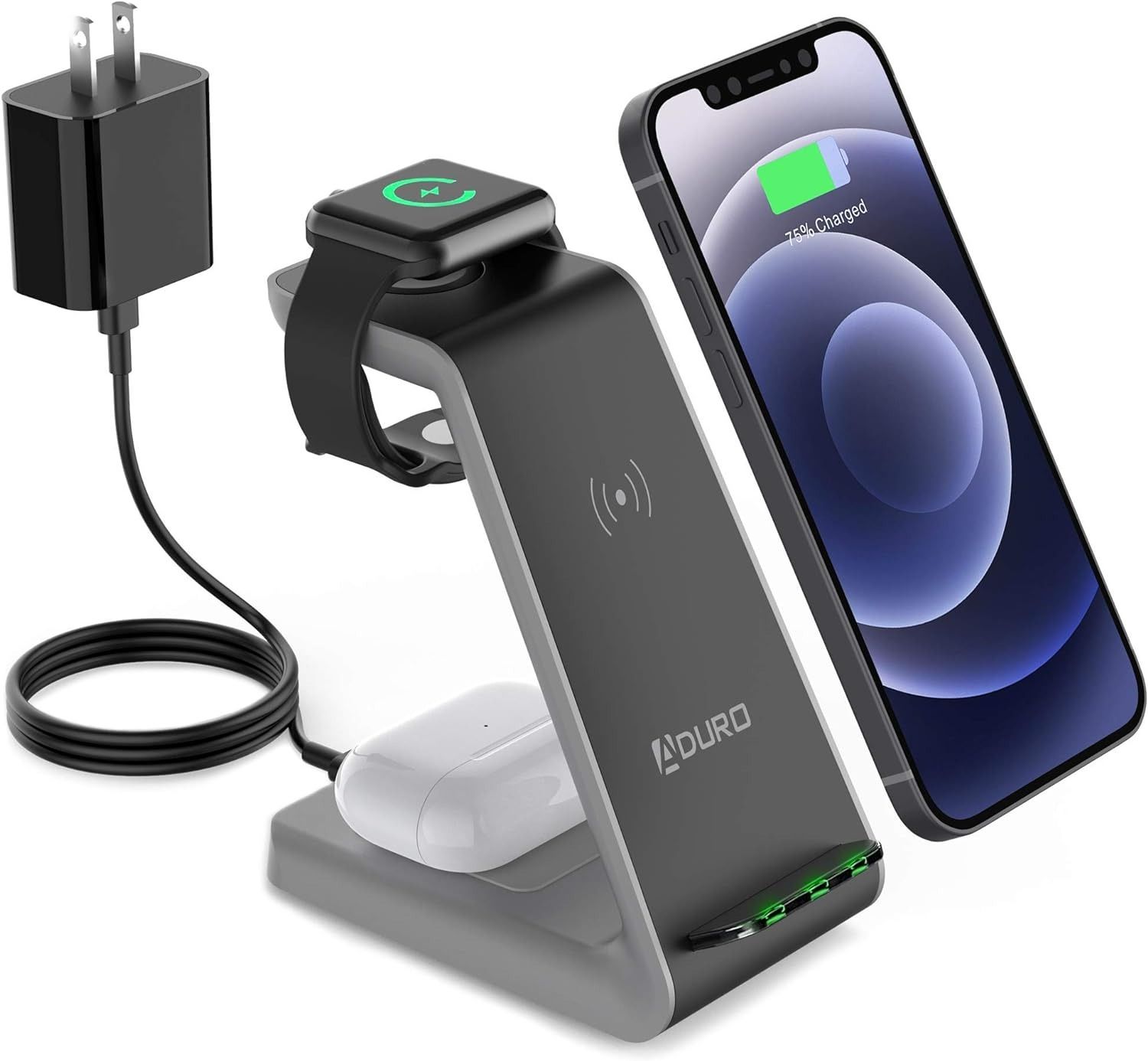 Refurbished Aduro PowerUp Trinity Pro 3-in-1 Wireless Charging Station for Apple Products - Reebelo US