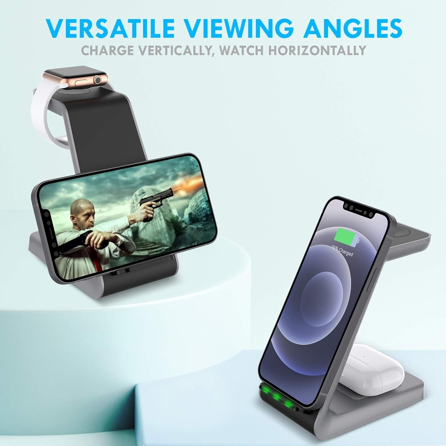 Refurbished Aduro PowerUp Trinity Pro 3-in-1 Wireless Charging Station for Apple Products - Reebelo US