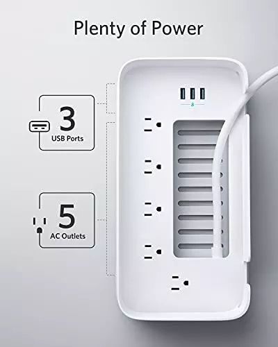 Refurbished Anker Cable Management Box Power Strip 6Ft. (5x AC & 3x USB) (A9164) - Reebelo US