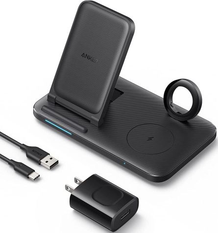 Anker Foldable 3-in-1 Wireless Charging Station with Adapter (BDGH4715) - Black