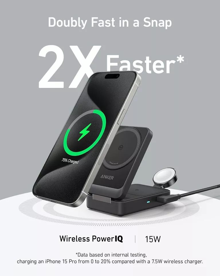 Refurbished Anker MagGo 3-in-1 Wireless Charging Station - Reebelo US