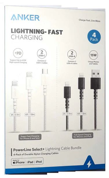 Refurbished Anker PowerLine Select+ Lightning Fast Charging Cable (4 Pack) - Reebelo US