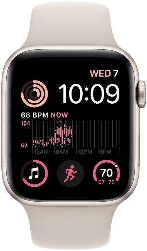 Apple Watch SE 2nd Gen (2022) (Cellular + GPS) - 32GB - 40mm - Starlight Aluminum Case with Starlight Rubber Sport Band - Medium/Large Size