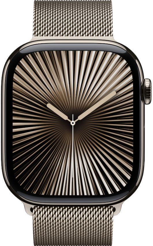 Apple Watch Series 10 (Cellular + GPS) - 64GB - 42mm - Natural Titanium Case with Natural Stainless Steel Milanese Loop Band - One Size