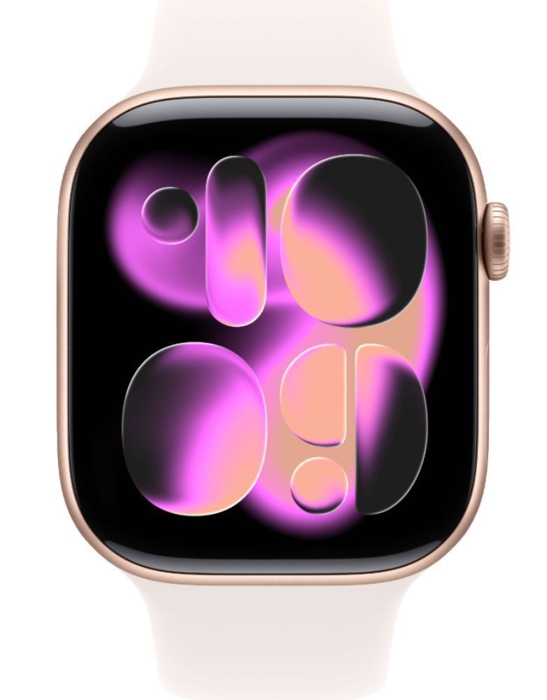 Apple Watch Series 11 (Cellular + GPS) - 64GB - 46mm - Rose Gold Aluminum Case with Light Blush Silicone Sport Band - M/L Size
