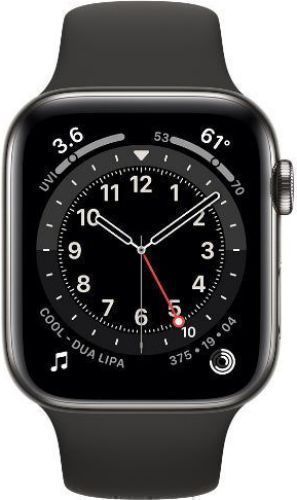 Apple Watch Series 6 (Cellular + GPS) - 32GB - 40mm - Graphite Stainless Steel Case with Black Rubber Sport Band