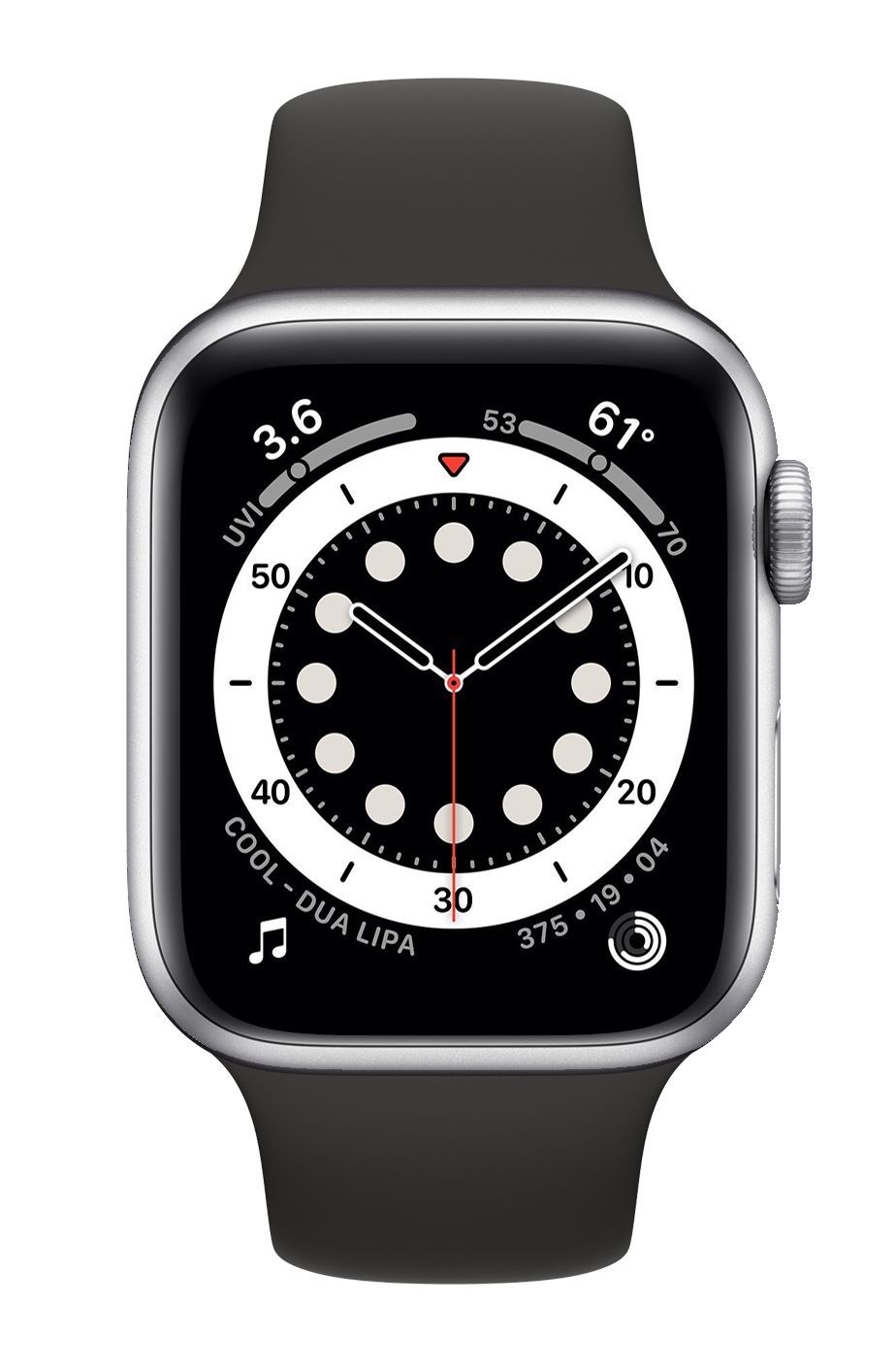 Apple Watch Series 6 (Cellular + GPS) - 32GB - 40mm - Silver Nike (Aluminum) Case with Black Rubber Sport Band
