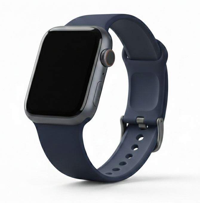 Apple Watch Series 7 (GPS) - 32GB - 41mm - Midnight Aluminum Case with Deep Navy Rubber Sport Band
