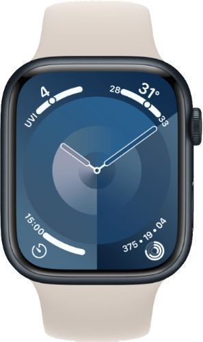 Apple Watch Series 9 (Cellular + GPS) - 64GB - 45mm - Midnight Aluminum Case with Starlight Rubber Sport Band - One Size