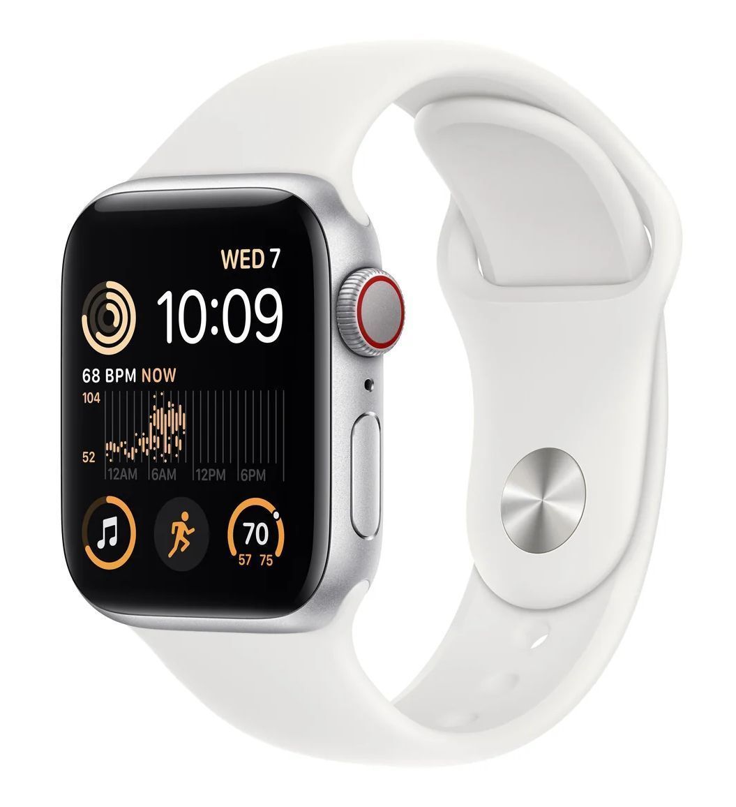 Apple Watch Series 9 (GPS) - 64GB - 45mm - Silver Aluminum Case with White Rubber Sport Band - One Size