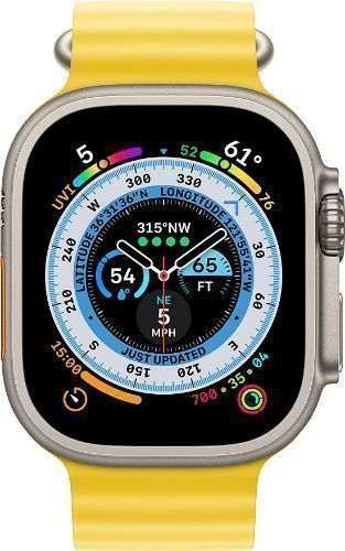 Apple Watch Ultra (Cellular + GPS) - 32GB - 49mm - Titanium Titanium Case with Yellow Rubber Ocean Band - One Size