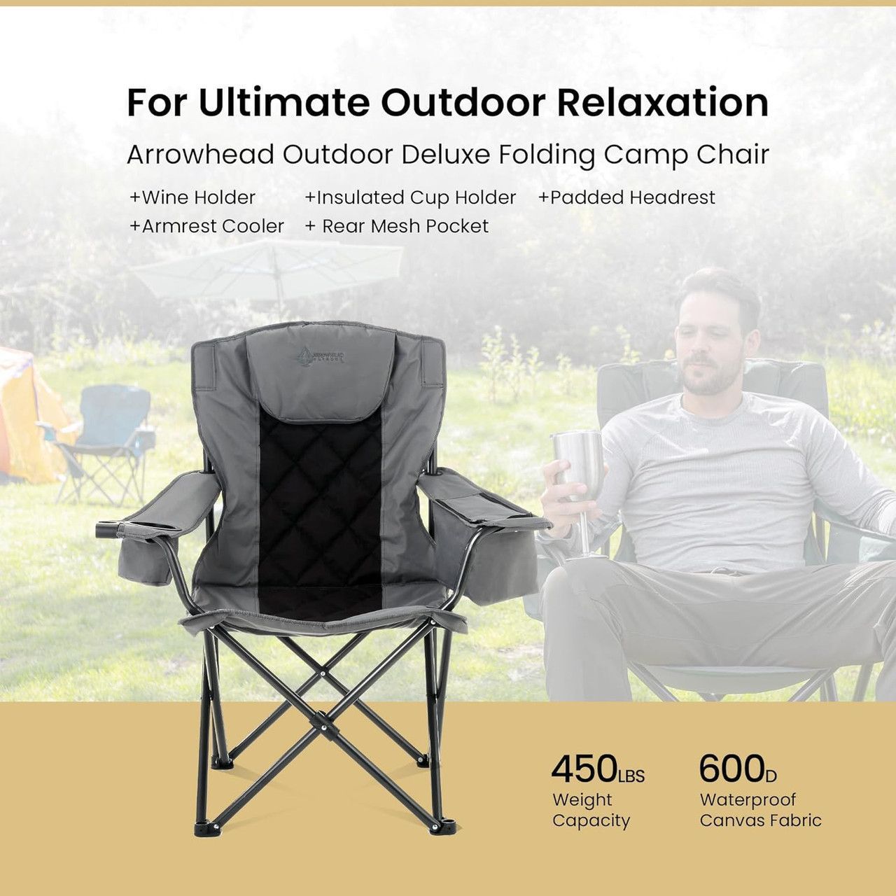 Refurbished Arrowhead Outdoor Portable Folding Camping Quad Chair  - Reebelo US