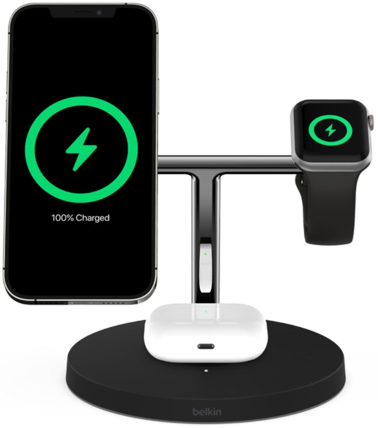 Belkin BoostCharge 3-in-1 Wireless Charger with MagSafe 15W - Black