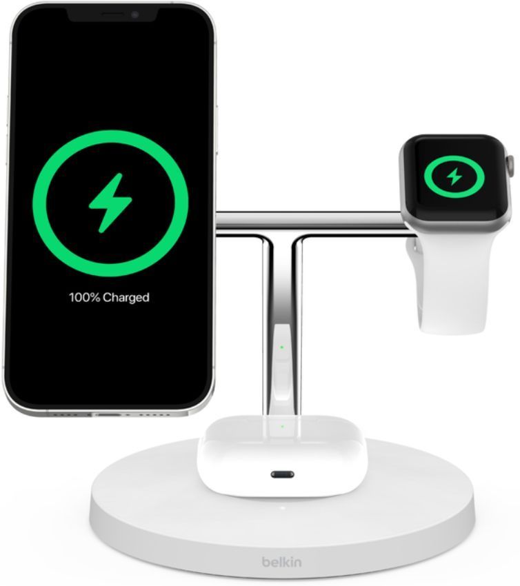 Refurbished Belkin BoostCharge 3-in-1 Wireless Charger with MagSafe 15W - Reebelo US