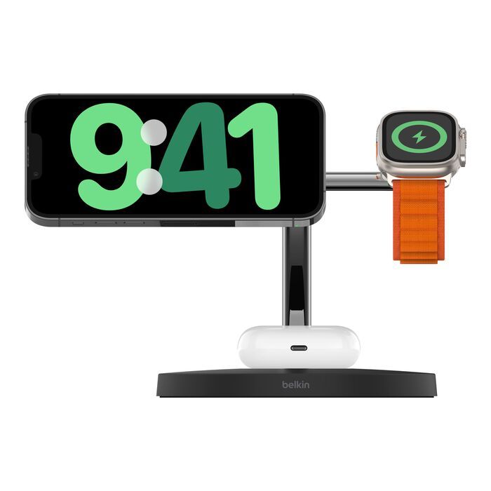 Refurbished Belkin BoostCharge Pro 3-in-1 Magnetic 15W Charging Stand  - Reebelo US