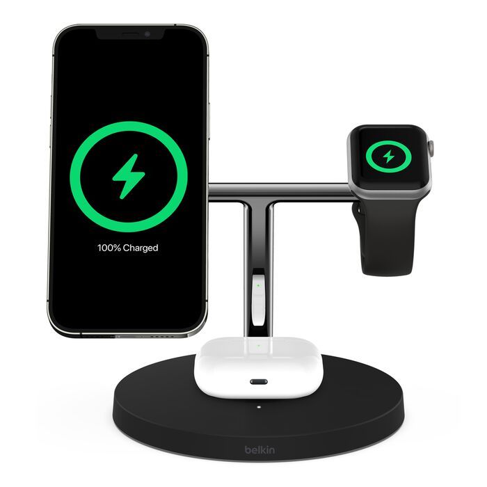 Refurbished Belkin BoostCharge Pro 3-in-1 Magnetic 15W Charging Stand  - Reebelo US