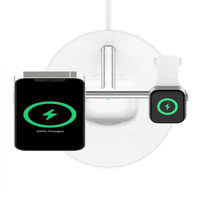 Refurbished Belkin BoostCharge Pro 3-in-1 Magnetic 15W Charging Stand  - Reebelo US
