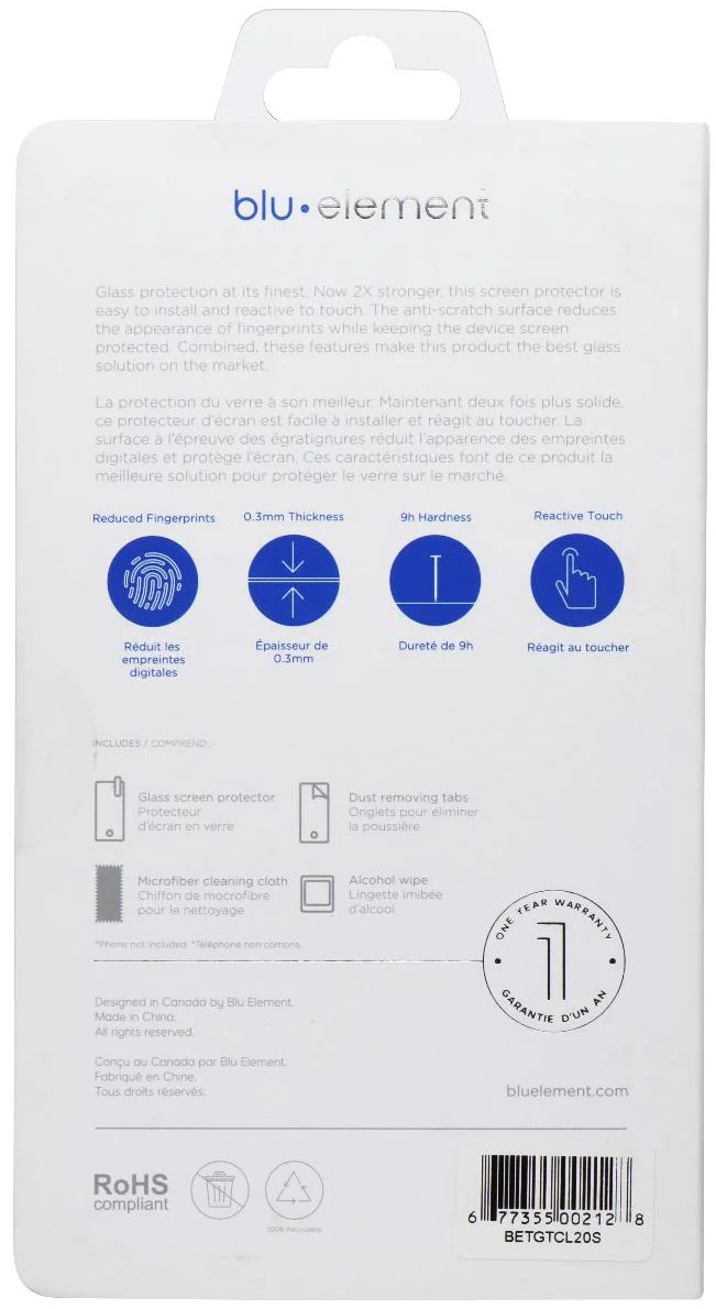 Blu Element Tempered Glass Screen Protector for TCL 20S - Reebelo US