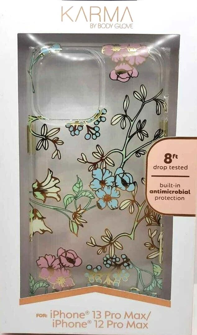 Body Glove Karma Phone Case iPhone 12 Pro Max/13 Pro Max - Pastel Floral/Clear