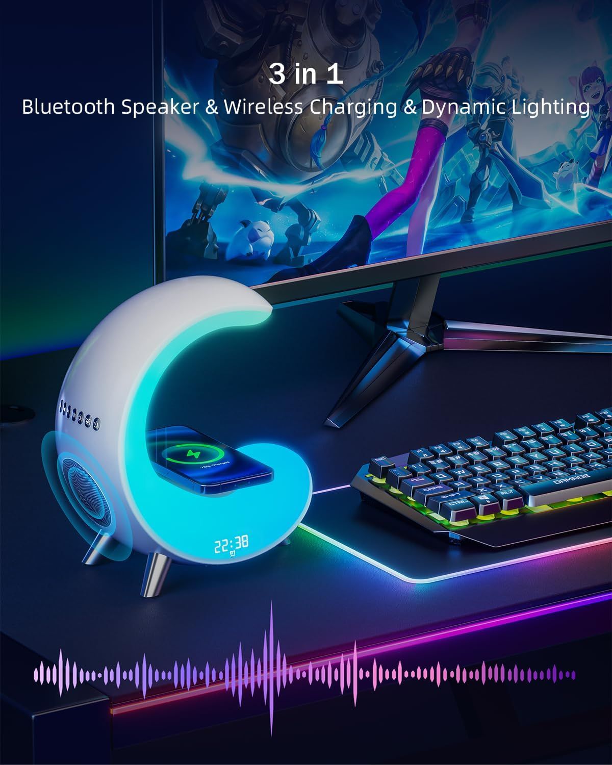 Refurbished Burlan Multifunctional Bluetooth Speaker with Table Lamp - Reebelo US