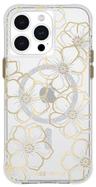 Case-Mate Floral Gems Phone Case with MagSafe for iPhone 15 Pro Max - Gold / Clear