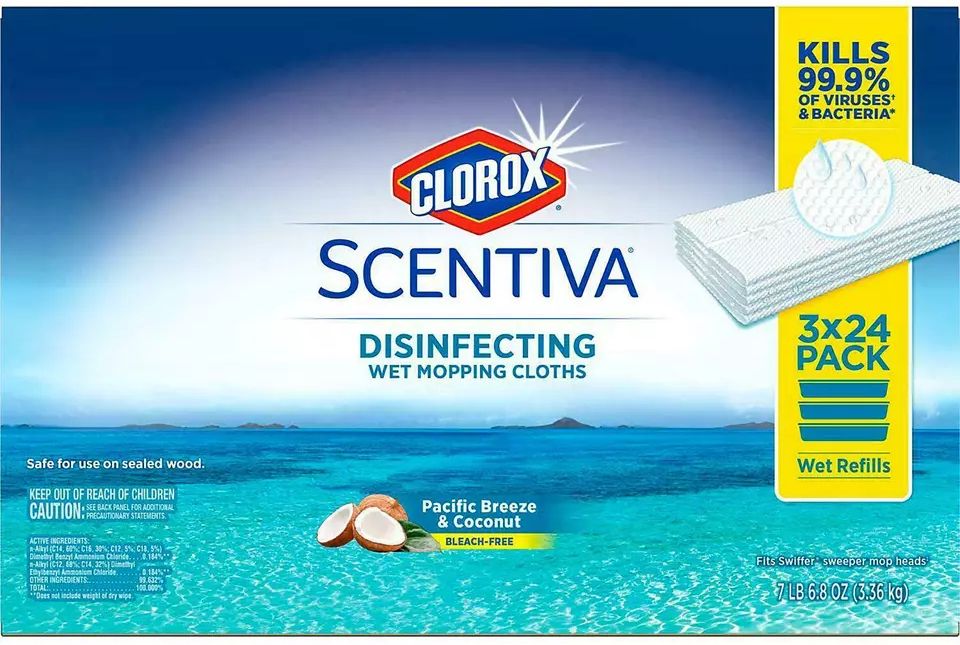 Clorox Scentiva Wet Pad Refills Pacific Breeze Coconut 24 ct. (3-Pack) - Reebelo US