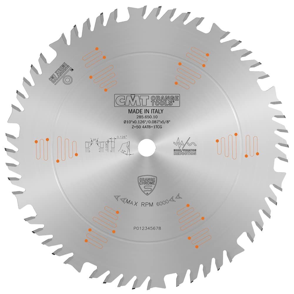 CMT 285.650.10 Saw Blade 10" x 40 Teeth 20° ATB Grind with 5/8-Inch Bore - Silver