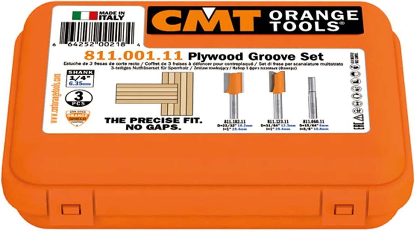 Refurbished CMT 811.501.11 Plywood Groove 1/2" Shank Router Bit Set (3 Pc) - Reebelo US