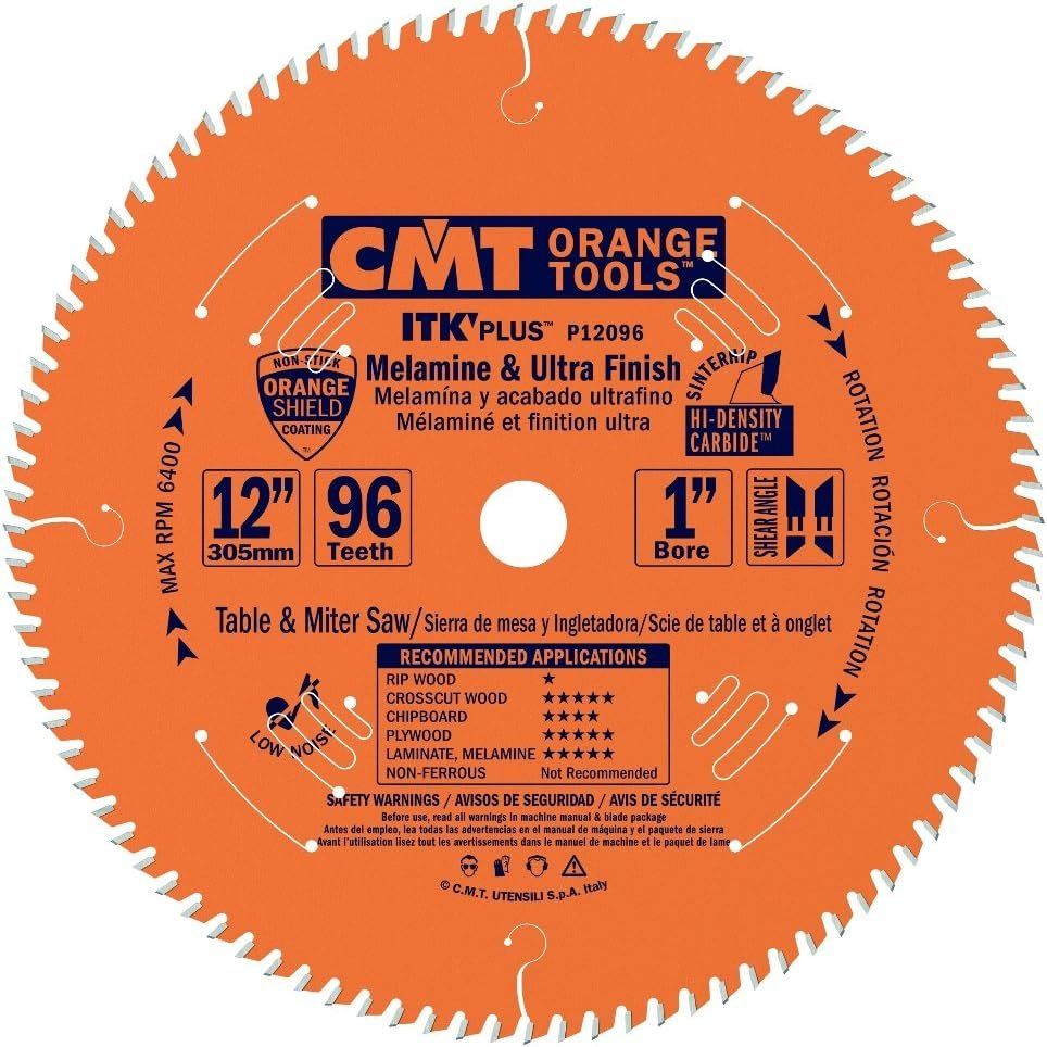 CMT P12096 1" Bore ITK Melamine & Ultra Finish Saw Blade - Orange