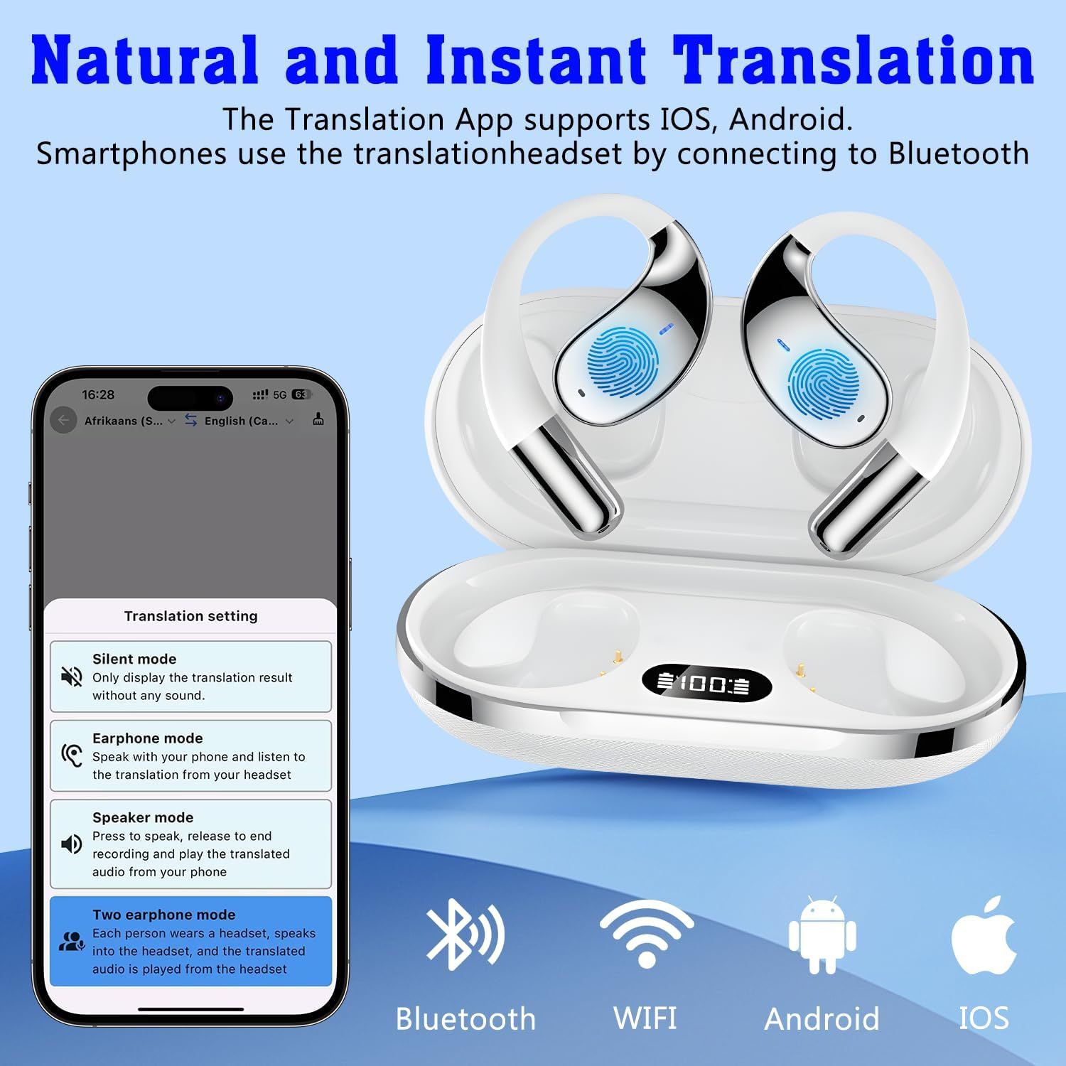 Refurbished Cotgot Language Translation Earbuds with 144 Language Translation HAZ1 - Reebelo US