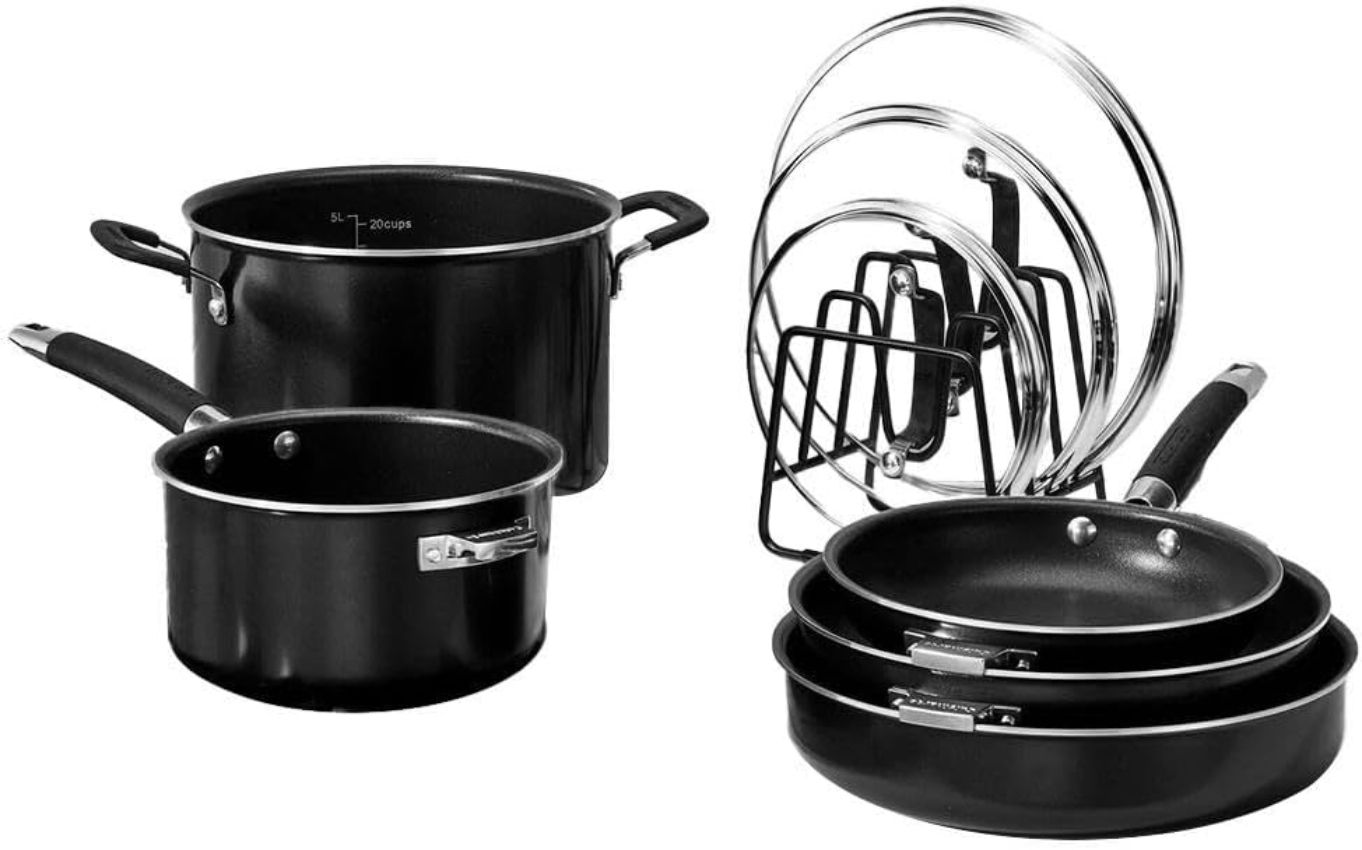 Refurbished Cuisinart N51-9BK SmartNest Nonstick Aluminum Cookware Set 9-Piece - Reebelo US