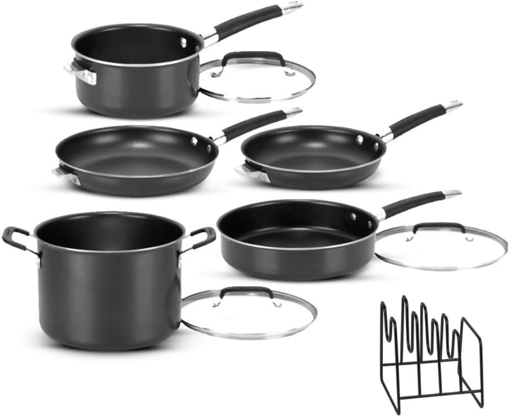 Refurbished Cuisinart N51-9BK SmartNest Nonstick Aluminum Cookware Set 9-Piece - Reebelo US