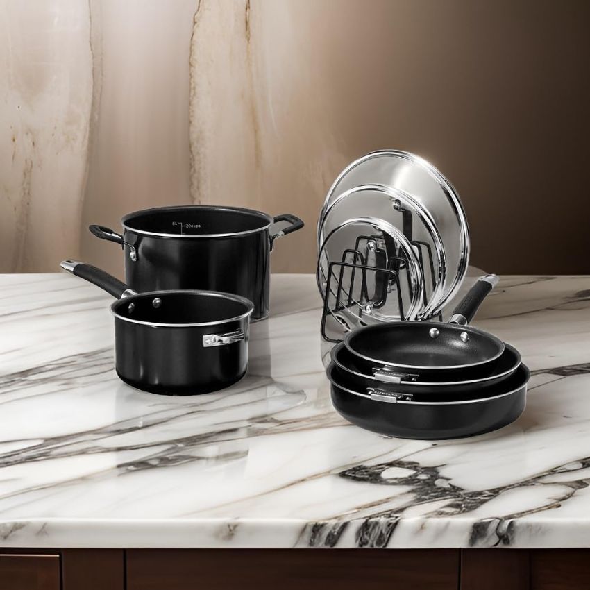 Refurbished Cuisinart N51-9BK SmartNest Nonstick Aluminum Cookware Set 9-Piece - Reebelo US