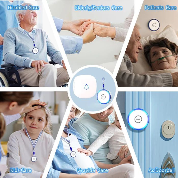 Refurbished Fansitc Caregiver Pager 2x Pager + 2x Wireless Call/Panic Button - Reebelo US