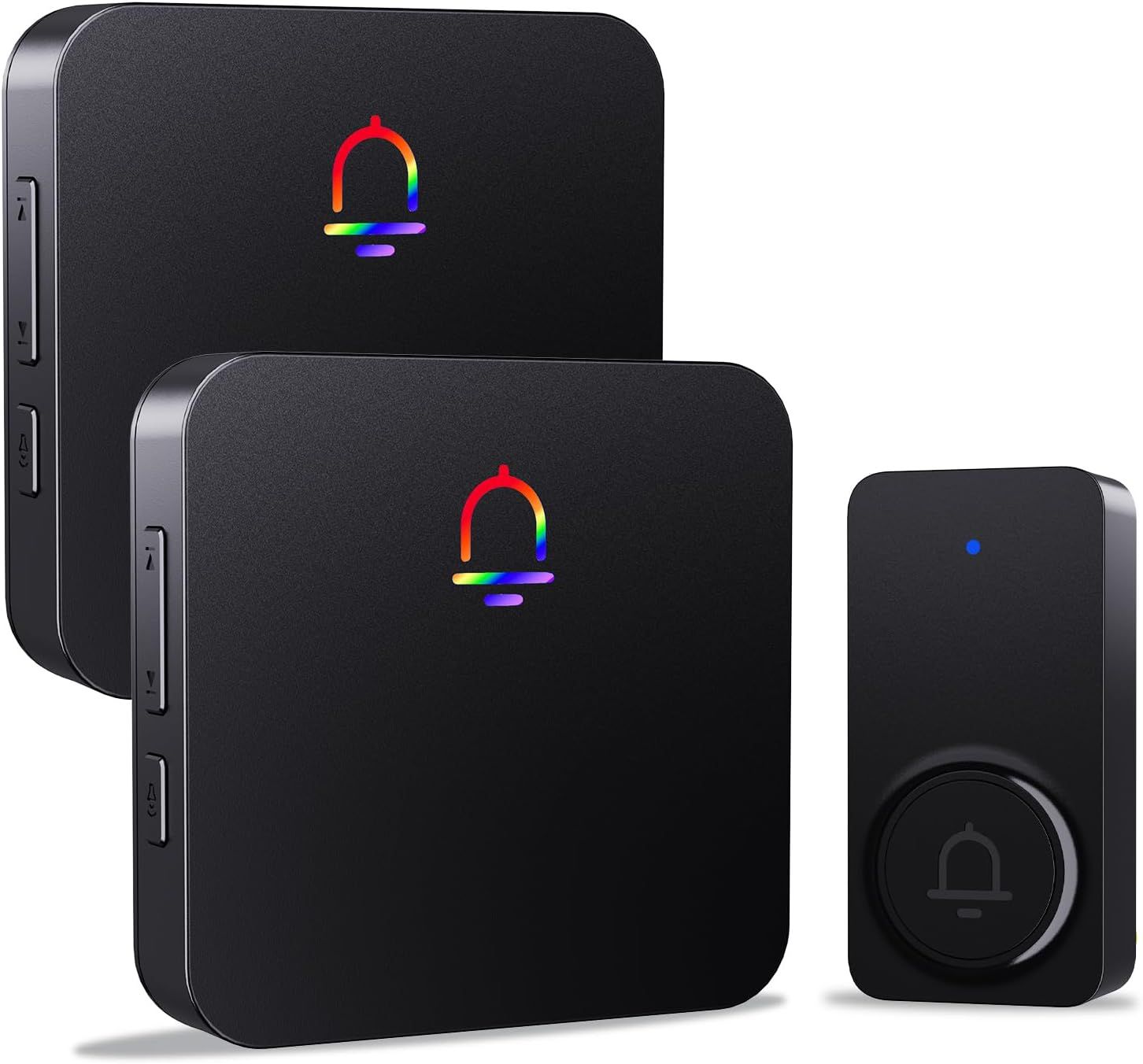 Fansitc Wireless Doorbells for Home with 2 Plug-In Receivers - Black