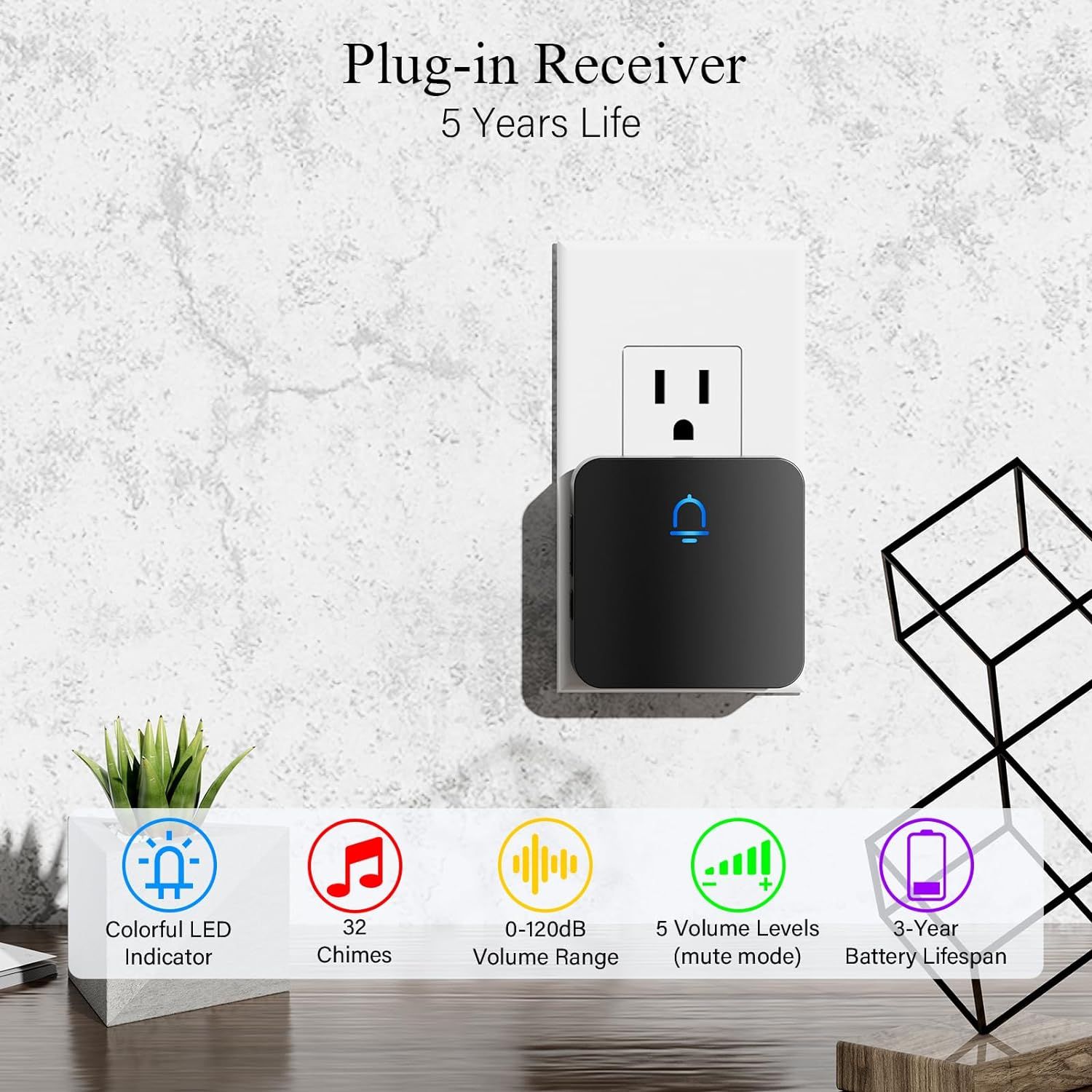 Refurbished Fansitc Wireless Doorbells for Home with 2 Plug-In Receivers - Reebelo US
