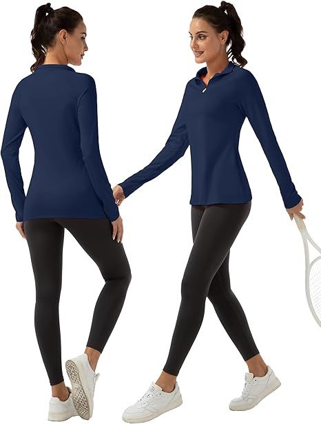 Refurbished FKEEP Women's Long Sleeve Polo Shirt Golf Tennis Zipper V Neck Top - Reebelo US