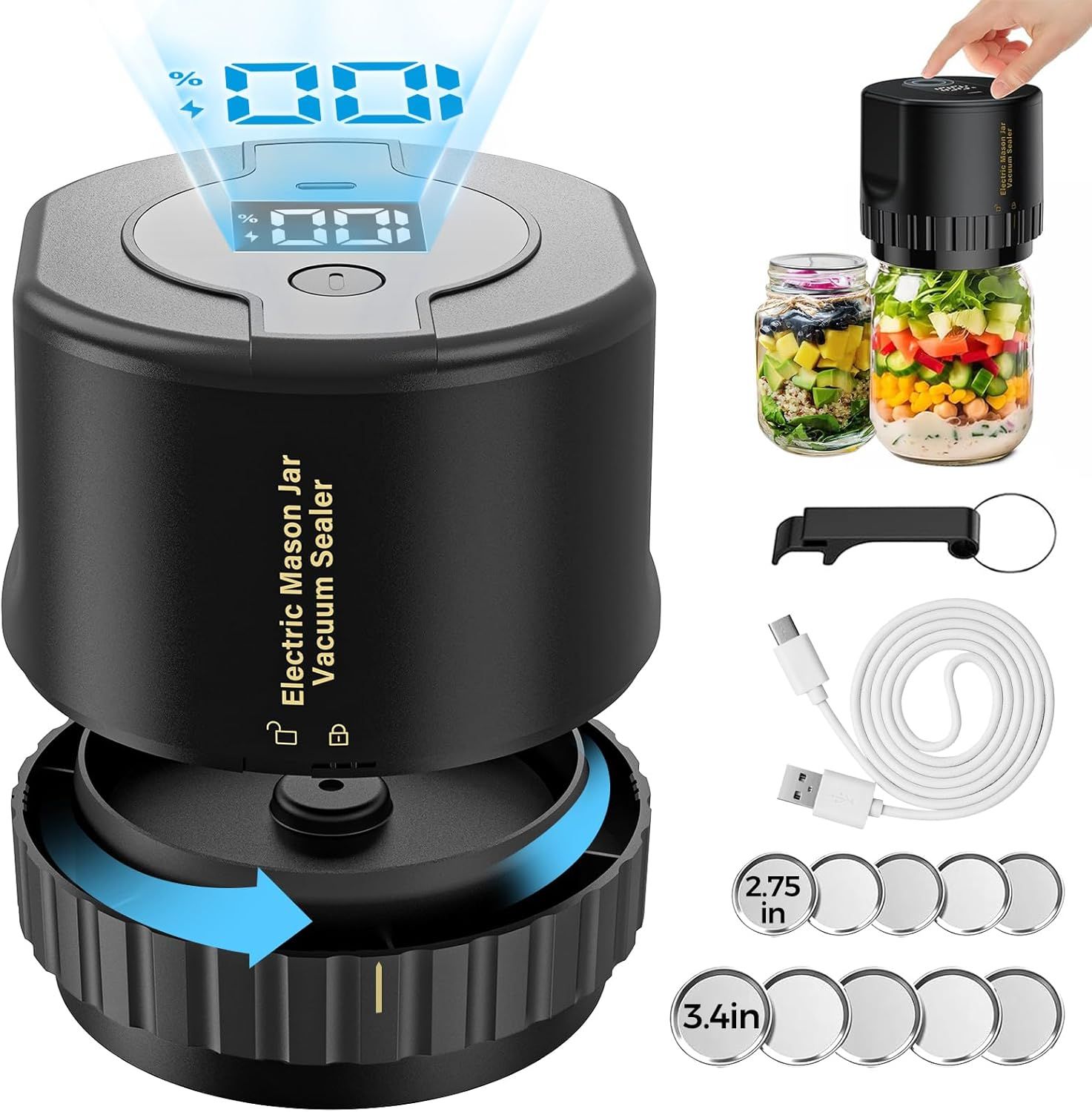 Refurbished Fodmor Mason Jar Electric Vacuum Sealer - Reebelo US