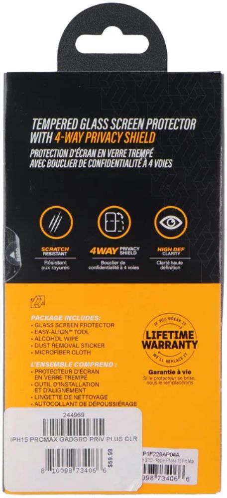 Gadget Guard Glass Privacy Screen Protector for iPhone 15 Pro Max - Reebelo US