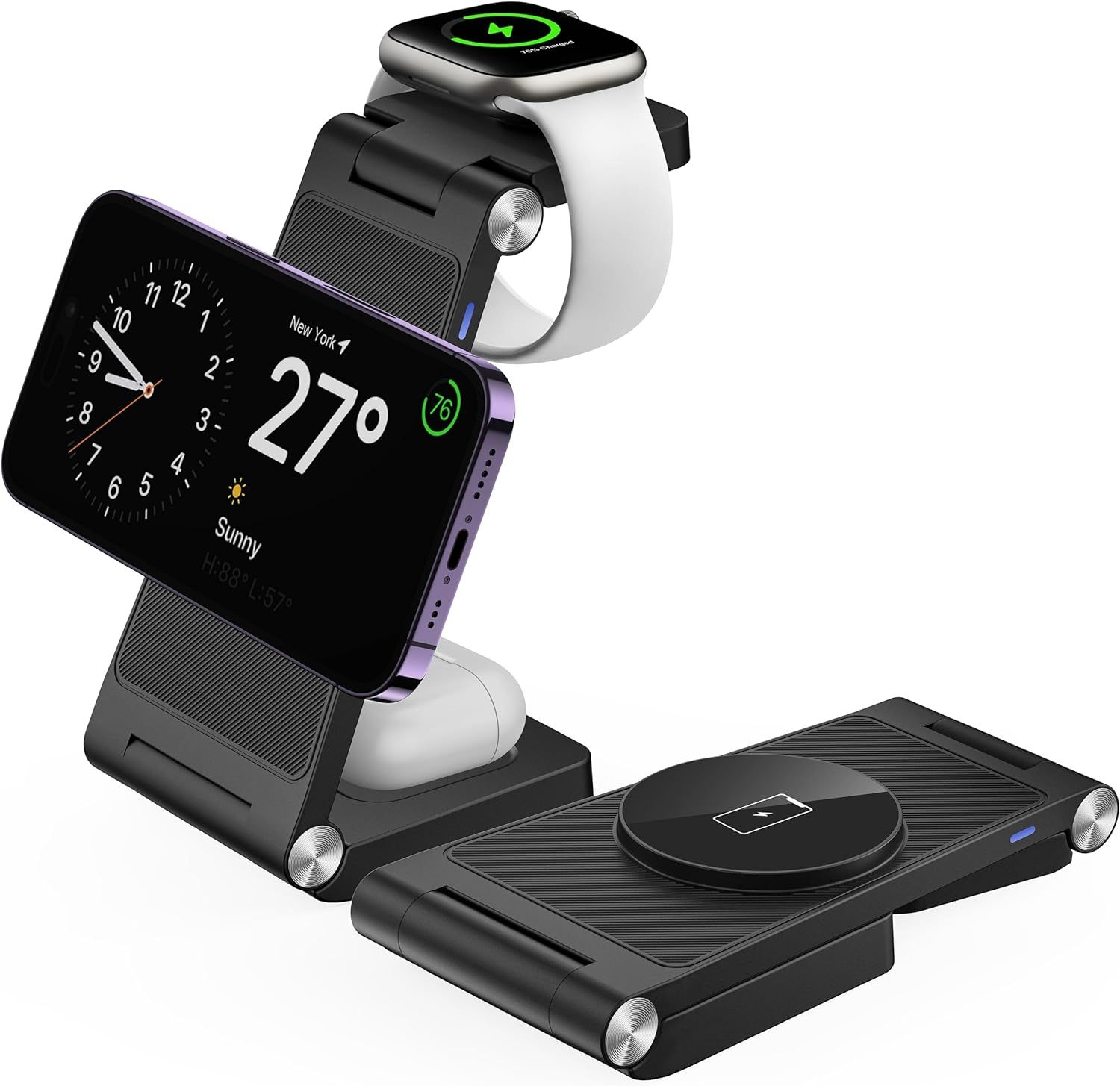Refurbished Gejiucai 3 in 1 Foldable Wireless Charging Station Travel Charger - Reebelo US