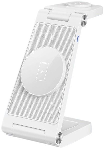 Gejiucai 3 in 1 Foldable Wireless Charging Station Travel Charger - White