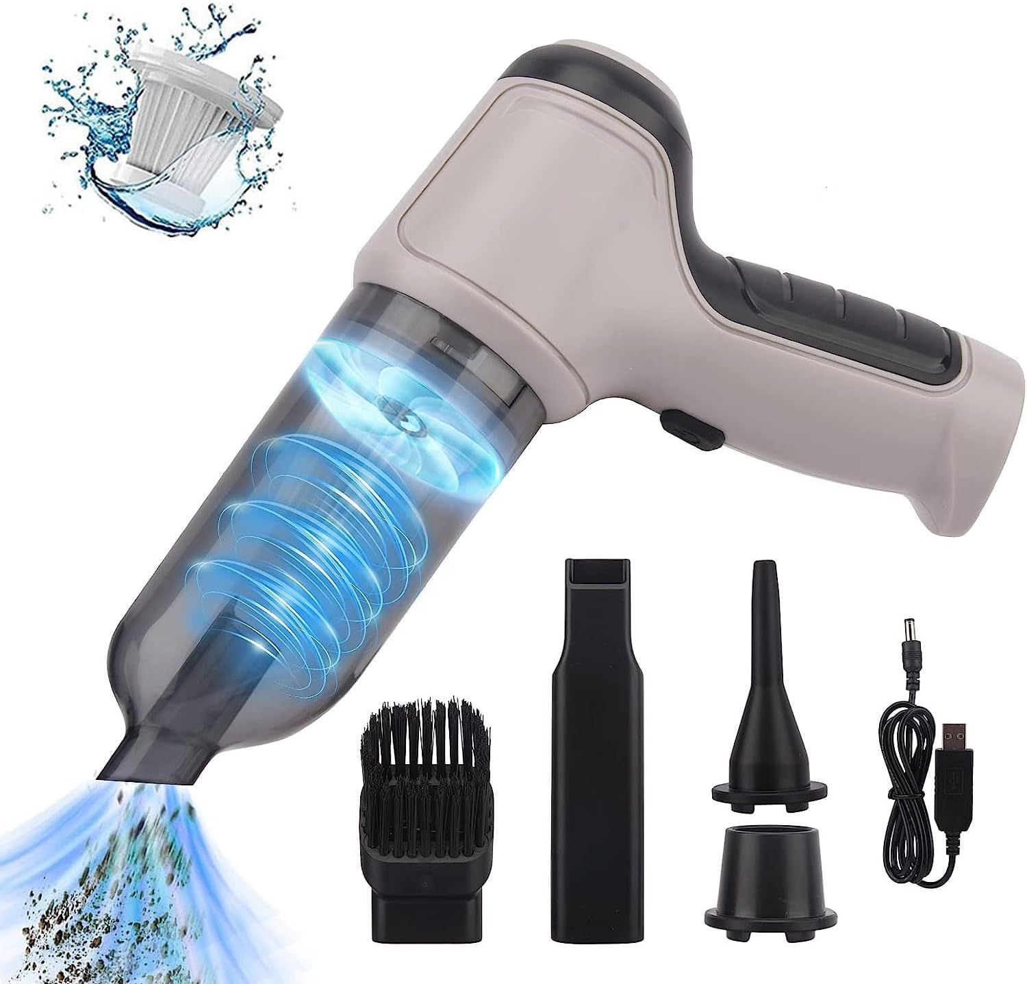 Generic HL-107 Compact Wireless Battery Powered Vacuum Cleaner - Grey