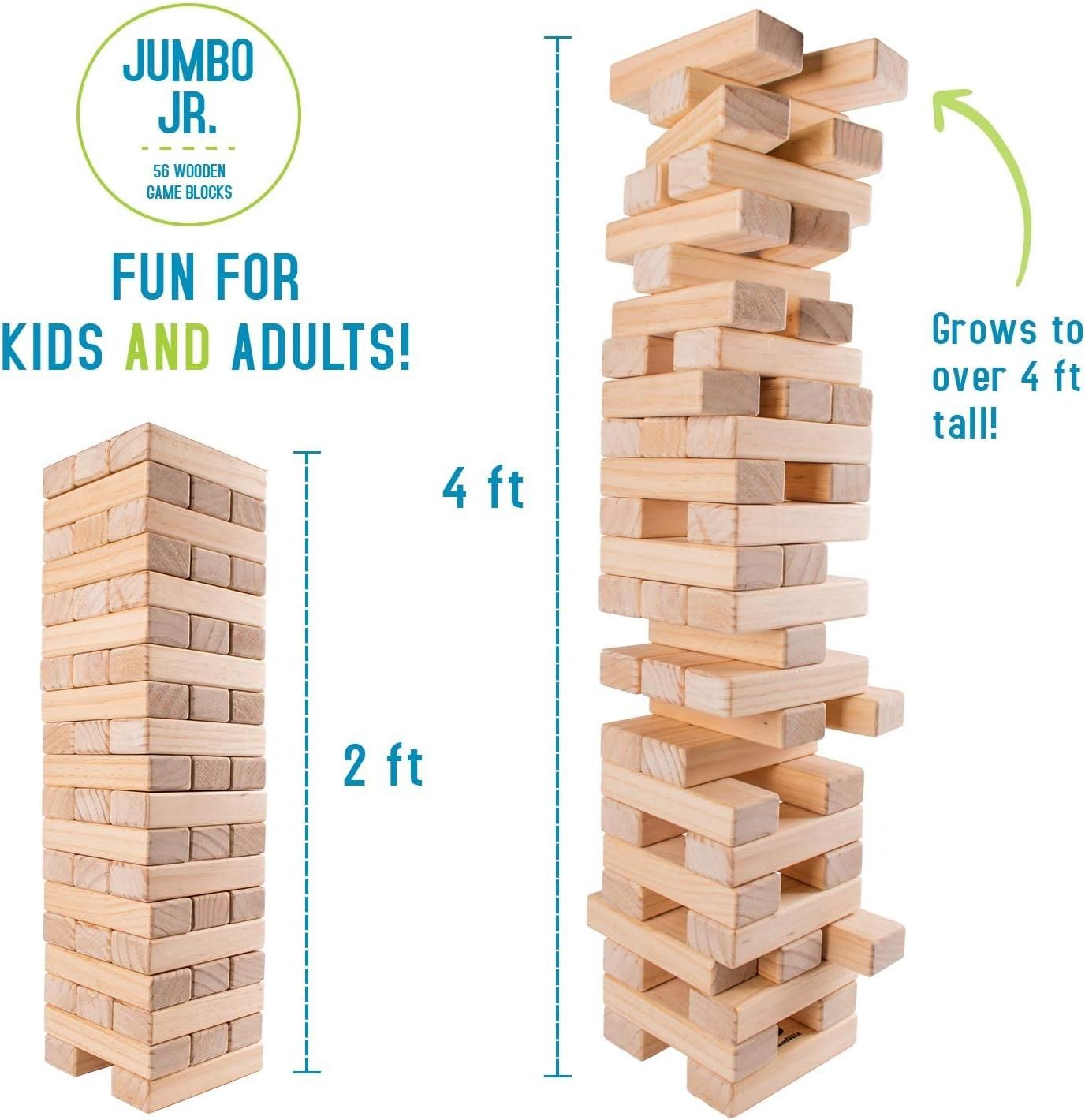 Refurbished Giantville Giant Tumbling Timber Toy Pine Wood Life-Size Blocks Tower (56-Blocks) - Reebelo US