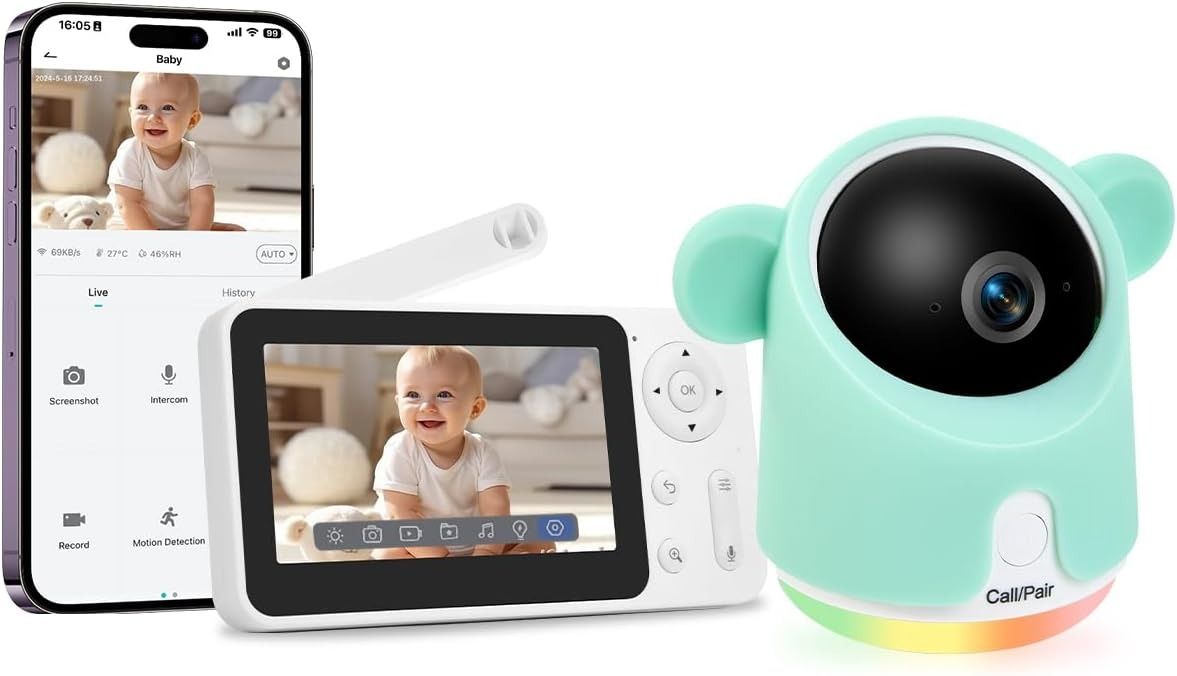 Refurbished GMK Baby Monitor with Camera and Audio 1080P Baby Camera Monitor - Reebelo US