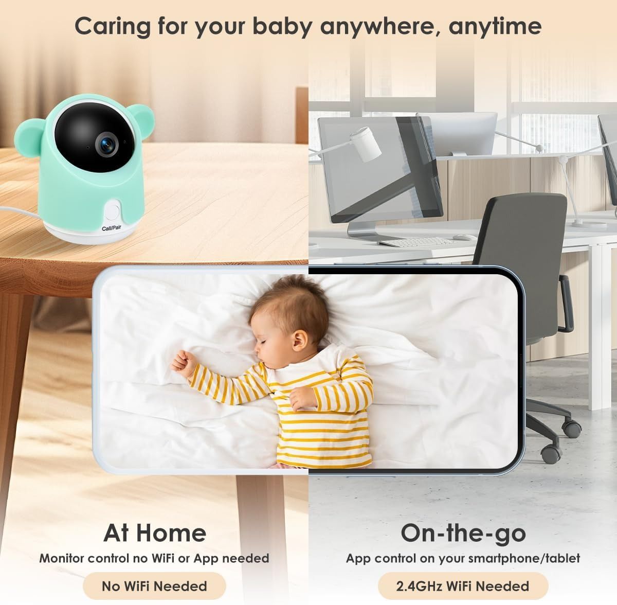 Refurbished GMK Baby Monitor with Camera and Audio 1080P Baby Camera Monitor - Reebelo US