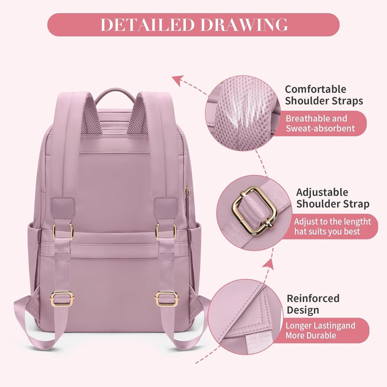 Refurbished Golf Supags Laptop Backpack for Women Slim Computer Bag 15.6" - Reebelo US