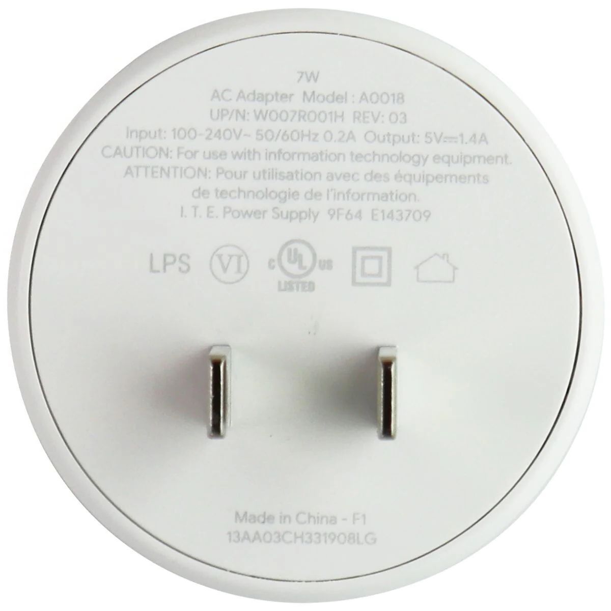 Refurbished Google Hub 5V/1.4A 7W Single USB Rounded Wall Adapter/Charger (A0018) - Reebelo US