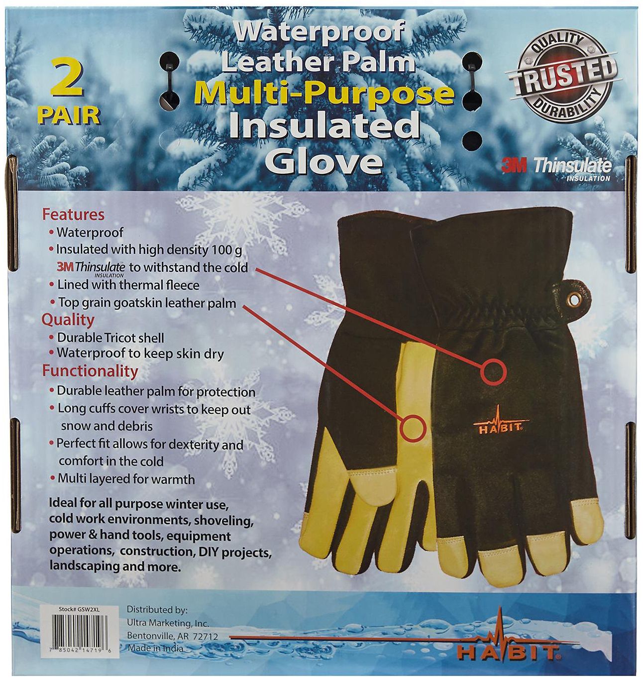 Habit Waterproof Multi-Purpose Insulated Gloves XL - Reebelo US
