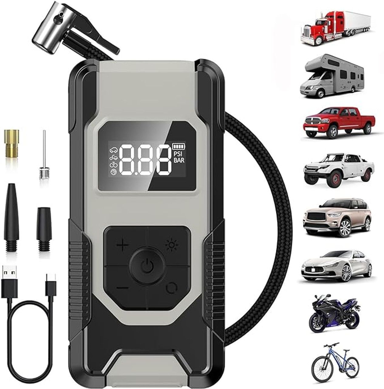 Refurbished Hefoo Home Portable Tire Inflator Air Compressor 160PSI Cordless - Reebelo US